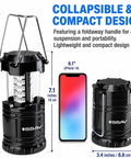 Bright LED Camping Lantern For Power Outages And Hurricane Prep, Collapsible Portable Survival Light, size comparison with phone