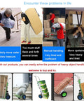 Heavy Duty Electric Hand Truck Stair Climber With Telescopic Handle And Removable 48 Volt Battery shown moving heavy items up stairs.
