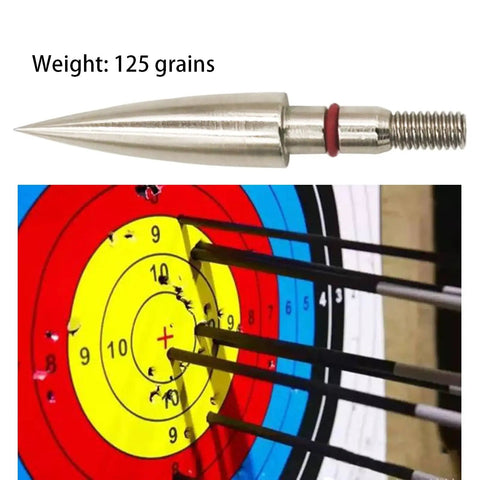 Archery Field Points Practice Tips 125 Grains Screw In Arrow Tips For Recurve And Compound Bow With Standard Thread