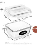 Beast Mode Massive 2700ml Glass Storage Container With Lids For Roasting And Leftovers and dimensions shown