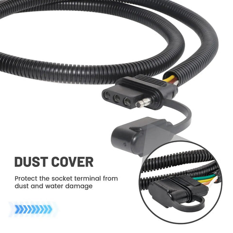 4 Pin Trailer Wiring Harness For Jeep Wrangler JK JKU 2007 2018 Plug And Play T Connector with dust cover detail