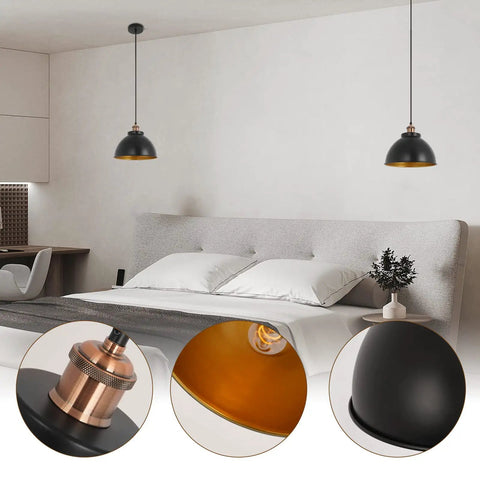 Bedroom with Dope Industrial Modern Black Barn Pendant Lights Set Of 3 For Kitchen Island Farmhouse Vintage Metal Dome Shade Hanging Ceiling Lamps