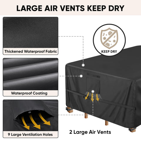 Outdoor Furniture Covers Waterproof Heavy Duty 420D Oxford Table Chair Sofa Desk Cover with air vents and waterproof features