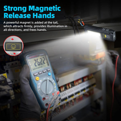 Dope Ultra Bright UV Flashlight 365nm And 395nm Blacklight lighting an electric panel with magnetic mount