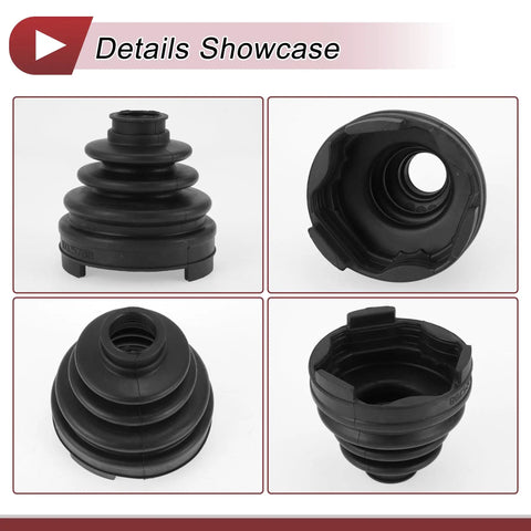 CV Joint Boot Kit Direct Fit For Nissan Murano 2009 To 2014 And Nissan Quest 2011 To 2017 Inner Constant Velocity Boot With Clamps And C Type Buckle Black Rubber Ready To Install, black rubber boot views