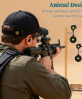 Person aiming at 2 Pack Auto Reset Spinner Shooting Targets Built Tough From Heavy Duty Steel For Rugged All Weather Practice
