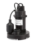 Heavy Duty Submersible Sump Pump 0.33 HP With Split Capacitor Motor, Thermoplastic Body, Tethered Float Switch, Top Suction Debris Strainer