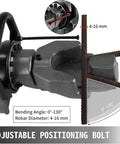 CUTPOIY 900W Electric Rebar Bender Machine 5/8-Inch #5 Steel Rod Bends Quick 0-130 Degree Angle showing adjustable positioning bolt.