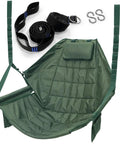 Hanging Hammock Chair For Patio With Plush Headrest And Armrests Outdoor Swing Seat With Cup Holders Includes Tree Straps Moss Green Net Fabric