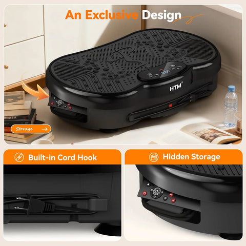 Full Body Vibration Plate Shake Platform for Home Gym 300 lbs capacity with storage and cord hook