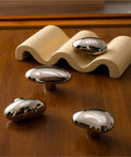 Mid Century Pebble Brass Cabinet Handles And Irregular Knobs Set For Wardrobes Dressers And Shoe Cabinets In Chrome Finish