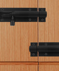 Premium Grade Steel Heavy Duty Three Inch Barrel Door Slide Bolt Lock Slick Black Finish on wooden doors, showing secure installation.