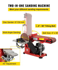 Heavy Duty 375W Bench Belt And Disc Sander Combo For Woodworking Projects with 6" disc and tilting belt for sanding.