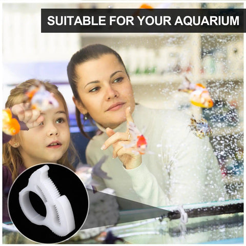 Family viewing aquarium with 36 Pcs Aquarium Hose Clamps Set in 6 sizes to fit 6.1 to 27.2 mm nylon plastic clamps inset