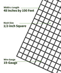 Diagram of Heavy Duty Half Inch Mesh Wire Cloth Roll 48 In By 100 Ft 19 Gauge Vinyl Coated Welded Chicken Wire Fence for measurements