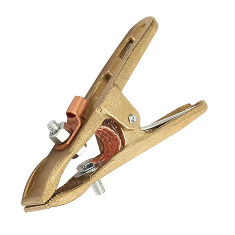 Heavy Duty Brass A Type Ground Welding Earth Clamp For Reliable Shipyards And Manufacturing Jobs With 260A Capacity Up To 500A showing the clamp close-up.