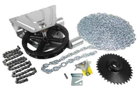 Beefed Up Chain Hoist Replacement Kit For Garage Doors 2000R 4 To 1 Reduction Wall Mount with metal components and chain