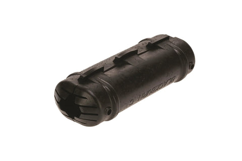 Side view of NSI C5 dual-rated compression insulating cover for WR series tap connector, black