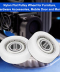 Buttery Smooth Rolls No Sweat Setup Heavy Duty Nylon Bearing Pulleys featuring white nylon flat wheels for hardware accessories.