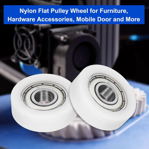 Buttery Smooth Rolls No Sweat Setup Heavy Duty Nylon Bearing Pulleys featuring white nylon flat wheels for hardware accessories.