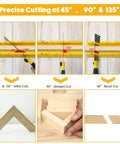 4 Piece Miter Box And Saw Set With A 2.68 By 12 Inch Miter Box And Three Saws For Quick Bevel And Miter Cuts From Hardwood To Soft Metals DIYer Friendly For Light Duty Projects, demonstrating precise miter and bevel cuts.