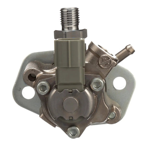 Brand New Fresh Frame Mounted Mechanical Fuel Pump Assembly with Gaskets Included OE Quality Replacement HM10014 front view showing metal housing and connector.
