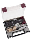 Self Centering Dowel Jig Kit For Woodworking, Handy Handheld Dowel Jig with metal bushings, depth stops, accessory pack in case