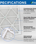 Specifications diagram of Six Pack MERV 10 Pleated Air Filter For Carrier Payne Bryant HVAC Systems Replacement Filter