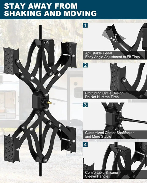 X Shape Wheel Chocks Stabilizer XL For Travel Trailers Campers And Trucks Double Sets 4 To 17 Inch With Drill Adjust Locked