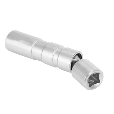 Three Eighths Inch Drive Swivel 14mm Spark Plug Socket With Flexible Head, Thin Wall Design, Chrome Moly Steel