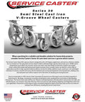 Top Shelf Six Inch V Groove Semi Steel Wheel Rigid Caster Featuring Heavy Duty Roller Bearings For Buttery Smooth Gliding On Factory Floors Rock Solid Build Silver Finish
