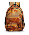 Autumn Forest Pumpkin Fox Printed Unisex Backpack with large capacity, featuring a fox design in an autumn setting.