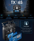 TX16S MKII V4 Transmitter With Hall Gimbals And ELRS 2.4G Wireless System OpenTX EdgeTX Supported FCC Version, touch panel feature