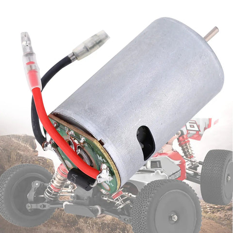 Beefed-Up High Performance RC Brushed Motor, Metal 550 Size for 1/14 Four-Wheel Drive Alloy RC Car, shown with connectors