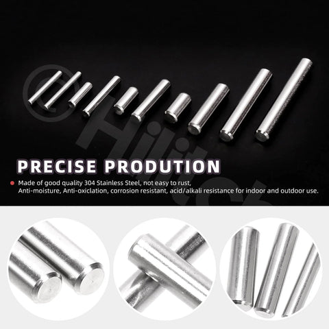 110 Piece Dowel Pin Set M2 M3 M4 M5 304 Stainless Steel Cylindrical Shelf Peg Pins for aligning and fastening components