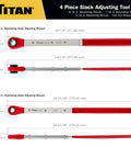 Slack Adjusting Tool And Wrench Kit Four Piece Set For Heavy Duty Truck Brakes with detailed dimensions and measurements