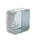 Four Inch Square Plenum Box With Air Tight Knockouts, 2-1/8 Inch Deep, Gray, UL Listed, 30.3 Cu In Capacity, side view