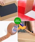 Heavy Duty Kraft Paper Packing Tape For Moving And Shipping, Eco Friendly Biodegradable, Writable Uncoated Brown Tape shown in use