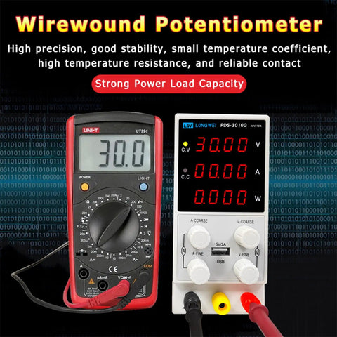 Beefy Adjustable 30V 10A DC Benchtop Power Supply With Encoder Coarse And Fine Knobs Variable Switching Regulated Lab Power Unit USB 5V 2A Charge Port Backlit Four Digit Display For Precise DIY Projects beside digital multimeter