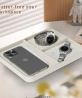 Premium PU Leather Jewelry And Key Organizer Grab-And-Go Tray For Desk or Nightstand with phone and watches in storage