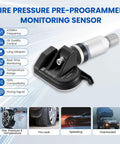 Preprogrammed Tpm Sensor Kit 4Pack For Chevrolet And Gmc Trucks 433 Mhz Tire Pressure Monitor System with metal and plastic design.