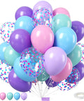 Sea Theme Confetti Balloons Party Kit 50Pcs 12 Inch Iridescent Pink Purple Blue Teal for Princess Birthday Bash Decor Ocean Theme