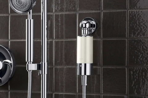 Shower Filter System For Hand Showers, Chlorine And Odor Reduction, Polished Chrome, Easy Install On Exposed Valves And Hoses