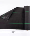 17 Inch Wide By 50 Feet Long Heavy Duty Landscape Fabric Weed Barrier Woven Geotextile Ground Cover shown unrolled
