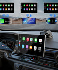 9 Inch Wireless Apple CarPlay And Android Auto Dash Receiver With 4K Dash Cam shown in vehicle dashboard setup