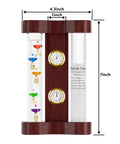 4 In 1 Indoor Weather Station With Glass Galileo Thermometer Fitzroy Storm Glass Precision Quartz Clock And Hygrometer, 7x4.3 inch, cherry wood base.