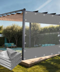 Kickass Clear PVC Tarp Curtains With A Seamless Zipper Door And Heavy Gauge Grommets Level Up Your Pergola Gazebo Or Patio Setup While Blocking Elements Like A Boss Year Round, installed on a gazebo.