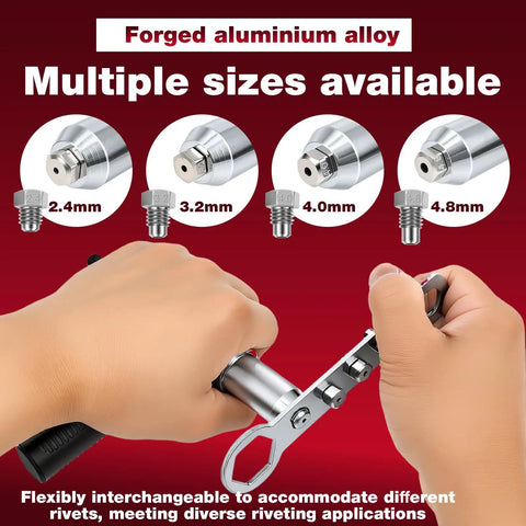 Rivet Adapter Kit For Cordless Drill With 4 Interchangeable Heads 2.4mm 3.2mm 4.0mm 4.8mm showcased in use.