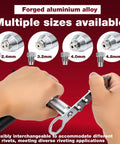 Hands using Beefy Cordless Drill Rivet Attachment Kit With 4 Heads 2.4mm 3.2mm 4.0mm 4.8mm Pro Grade Heavy Duty Riveter Tool
