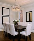 Dining room with Two-Tier Farmhouse Glass Chandelier With Seeded Glass Shades, Modern Hanging Pendant Light